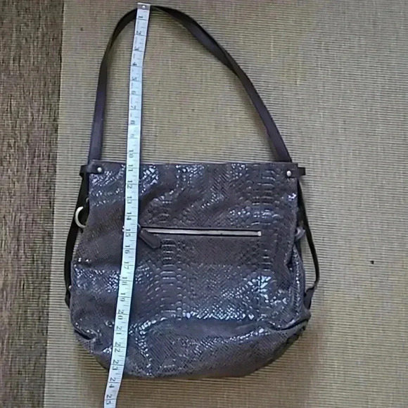 ORYANY Dark Brown Crocs  Embossed Patent Leather Shoulder Bag - Picture 10 of 13